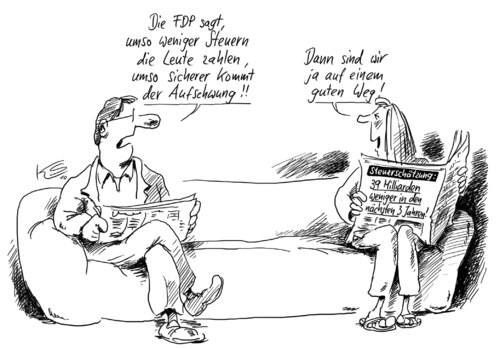 Cartoon: Guter Weg (medium) by Stuttmann tagged steuerschätzung,fdp,westerwelle,aufschwung,steuerschätzung,westerwelle,fdp,aufschwung