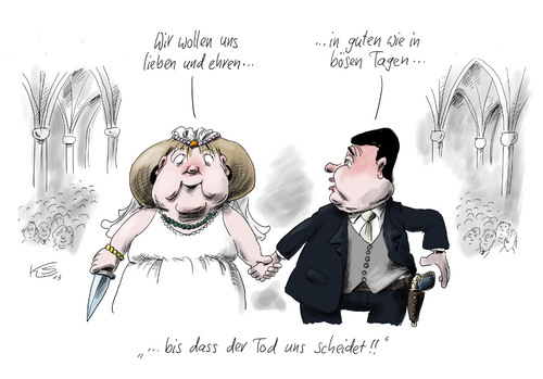 Cartoon: Hochzeit (medium) by Stuttmann tagged große,koalition,merkel,gabriel