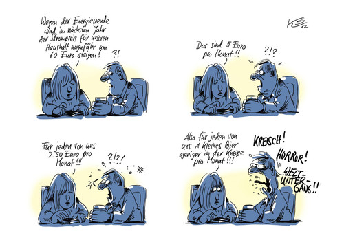 Cartoon: Horror (medium) by Stuttmann tagged strompreis,energiewende,bier