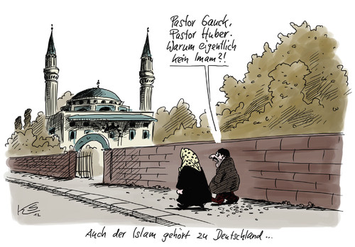 Cartoon: Imam (medium) by Stuttmann tagged bundespräsident,wahl,wulff,islam,imam,gauck,huber