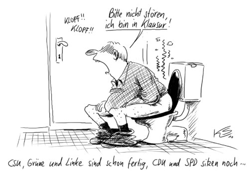 Cartoon: Klausur (medium) by Stuttmann tagged klausur,klausurtagungen