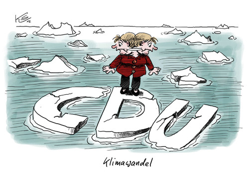 Cartoon: Klimawandel (medium) by Stuttmann tagged cdu,wahlen,nrw,merkel