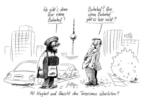 Cartoon: Klugheit (medium) by Stuttmann tagged terrorwarnung,al,kaida,qaida,maiziere,terrorwarnung,maiziere,terror,warnung,anschlag,angst,furcht,terrorismus,deutschland,terroristen,attrappe
