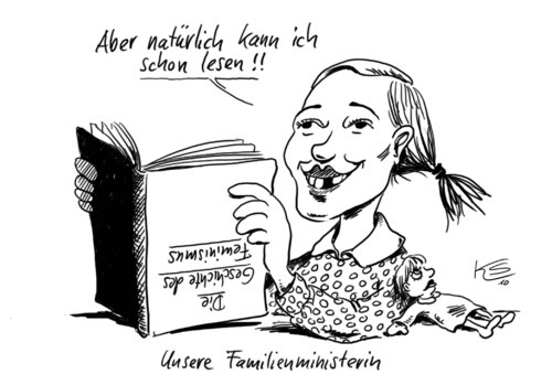 Cartoon: Kristina Schröder (medium) by Stuttmann tagged familienminsterin,kristina,schröder,feminismus,familienminsterin,kristina schröder,feminismus,familie,kristina,schröder