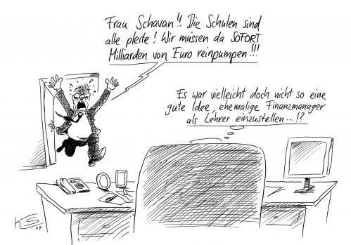 Cartoon: Lehrer (medium) by Stuttmann tagged lehrer,schavan,bildungssystem,wirtschaftskrise,milliarden,lehrer,schavan,bildungssystem,wirtschaftskrise,milliarden,bildung,wissen,wirtschaft,geld,finanzen,schulden,finanzkrise