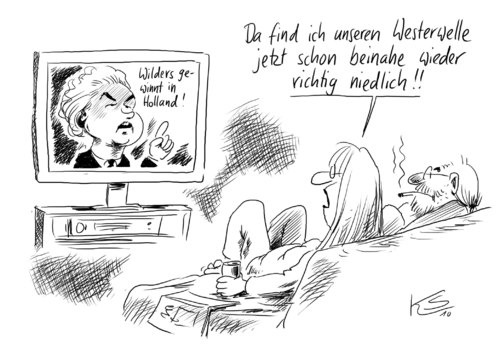 Cartoon: Niedlich (medium) by Stuttmann tagged holland,niederlande,rechtspartei,geert,wilders,westerwelle,holland,niederlande,rechtspartei,geert,wilders,guido westerwelle,partei,parteien,guido,westerwelle