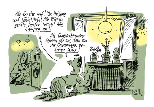 Cartoon: Ökoumlage (medium) by Stuttmann tagged strom,ökoumlage,großverbraucher,energie
