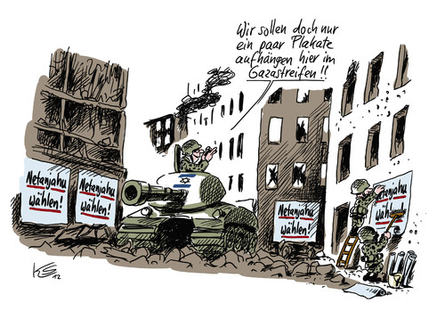 Cartoon: Plakate (medium) by Stuttmann tagged israel,gaza,hamas,palästina,netanjahu
