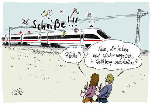 Cartoon: Sch...! (medium) by Stuttmann tagged pofalla,bosbach,cdu,ice,db,deutsche,bahn,wolfsburg