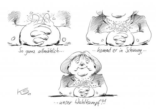 Cartoon: Schwung (medium) by Stuttmann tagged wahlkampf,merkel,angela,cdu,wahlkampf,wahl,wahlen,angela merkel,cdu,schwung,bundeskanzler,angela,merkel
