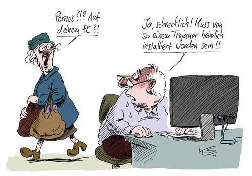 Cartoon: Trojaner (medium) by Stuttmann tagged bundestrojaner