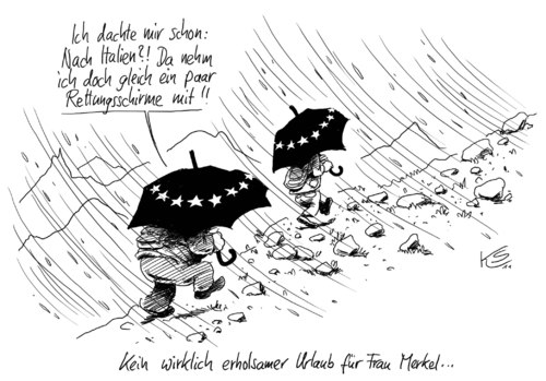 Cartoon: Urlaub (medium) by Stuttmann tagged merkel,urlaub,italien