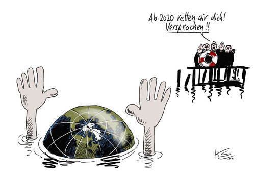 Cartoon: Versprochen! (medium) by Stuttmann tagged klimaschutzgipfel
