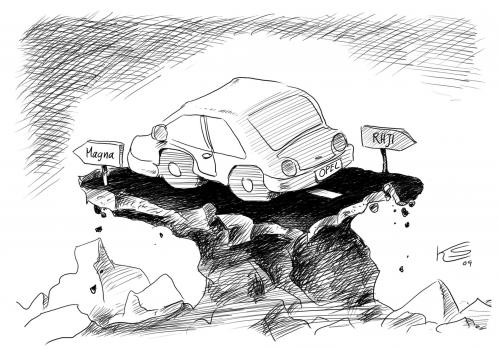 Cartoon: Vor und zurück... (medium) by Stuttmann tagged opel,gm,autoindustrie,magna,krise,insolvenz,opel,gm,general motors,magna,krise,insolvenz,auto,autos,industrie,autoindustrie,general,motors
