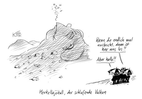 Cartoon: Vulkan (medium) by Stuttmann tagged vulkan,ausbruch,angela,merkel,vulkan,ausbruch,angela merkel,angela,merkel