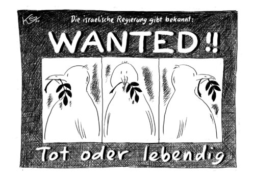Cartoon: Wanted! (medium) by Stuttmann tagged gaza,israel,gaza,israel,friedenstaube,krieg,frieden,militär