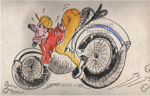 Cartoon: Bike-o-rama (medium) by remyfrancis tagged biker,iso,9000,bad,standards,motor,bike,tired,man,sport