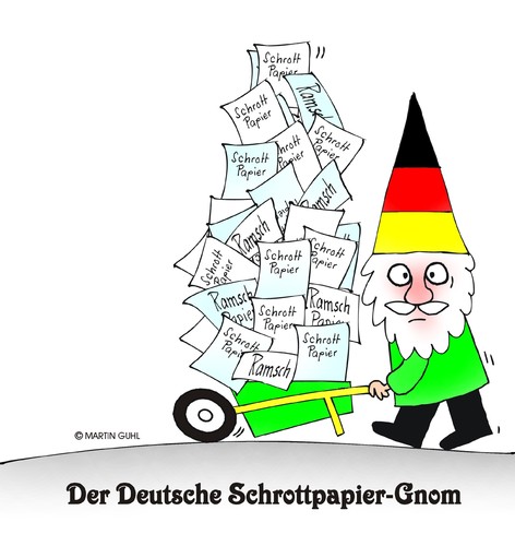 Cartoon: deutscher schrott papier schubka (medium) by martin guhl tagged deutscher,schrott,papier,schubkarre,gnom