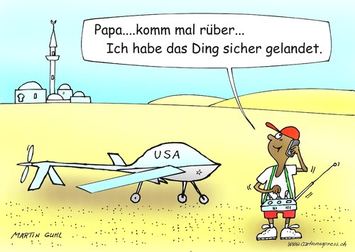 Cartoon: drohne karikatur krieg usa afgah (medium) by martin guhl tagged drohne,karikatur,krieg,usa,afgahnistan,kind,spion