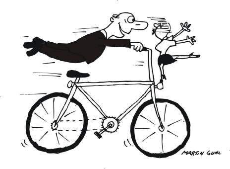 Cartoon: fahrrad frau mann akrobatik (medium) by martin guhl tagged fahrrad,frau,mann,akrobatik
