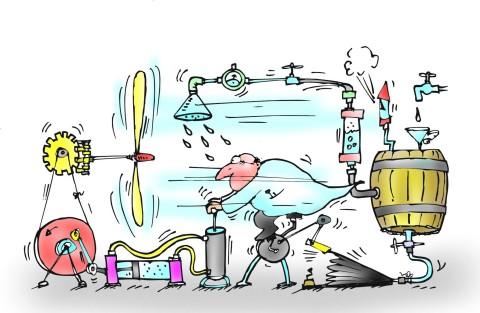 Cartoon: hydraulik pneumatik martin guhl (medium) by martin guhl tagged hydraulik,pneumatik,martin,guhl,maschine