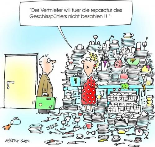 Cartoon: spuelmaschine vermieter hausfrau (medium) by martin guhl tagged spuelmaschine,vermieter,hausfrau