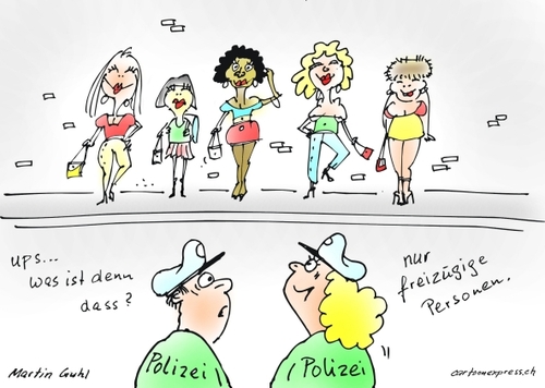 Cartoon: strassenstrich freizügiger pers (medium) by martin guhl tagged strassenstrich,freizügiger,personenverkehr,polizei,einwanderung,fremde,arbeit,schwarz,prostitution