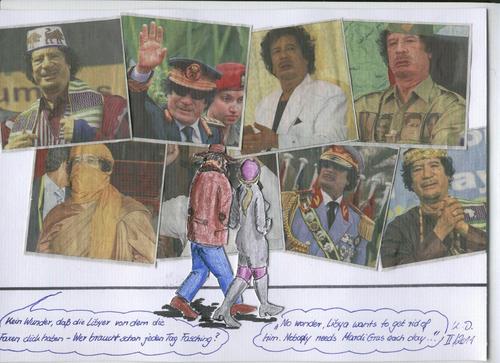 Cartoon: Fasching (medium) by tobelix tagged tobelix,gras,mardi,fasching,revolution,gaddafi,libya,libyen