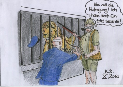 Cartoon: heia Safari... (medium) by tobelix tagged safari,zoo,englishman,löwe,lion,tobelix