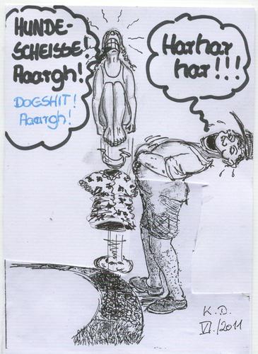 Cartoon: Barfußpfad    barefoottrail (medium) by tobelix tagged barfuß,barefoot,sensorik,sensoric,pfad,trail,path,hundescheisse,dogshit,tobelix