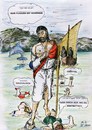 Cartoon: Jesus wandelt über Wasser (small) by tobelix tagged jesus wasser water wandeln walking see lake genezareth täuschung fake tobelix