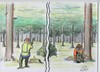 Cartoon: Männer im Wald... (small) by tobelix tagged holzfäller,lumberjack,sicherheit,safety,wald,wood,axt,axe,motorsäge,chainsaw,tobelix