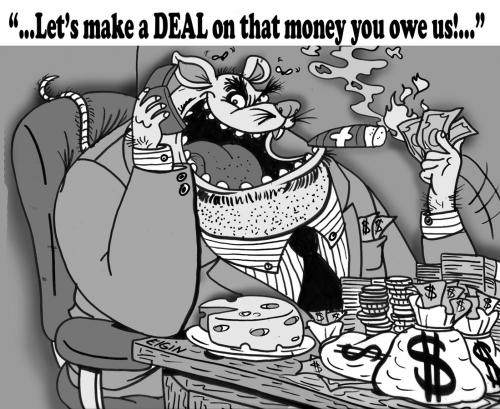 Cartoon: dirty rat debt collectors (medium) by subwaysurfer tagged economy,crime,caricature,finance,money,con,artists,criminals,scams,cartoon,rat