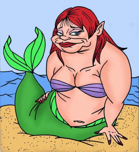 Cartoon: this aint yo mamas mermaids 2 (medium) by subwaysurfer tagged gril,mermaid,cartoon,caricature
