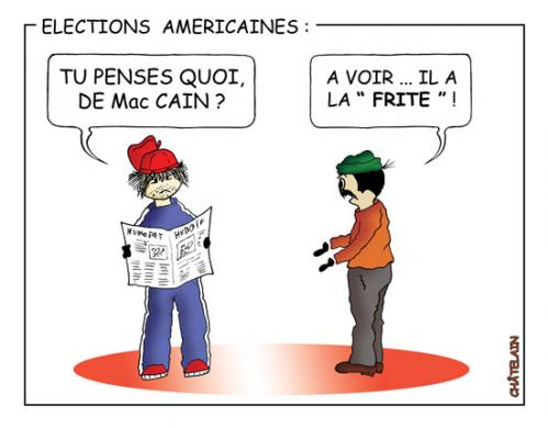 Cartoon: LES ELECTIONS AMERICAINES (medium) by chatelain tagged humour,elections,amerique,patarsort,chatelain,france,
