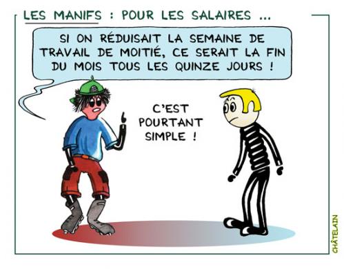 Cartoon: Les Manifs suite (medium) by chatelain tagged humour,manifs