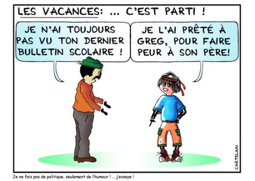 Cartoon: LES VACANCES c est parti (medium) by chatelain tagged humour,vacances,france,ch,tis