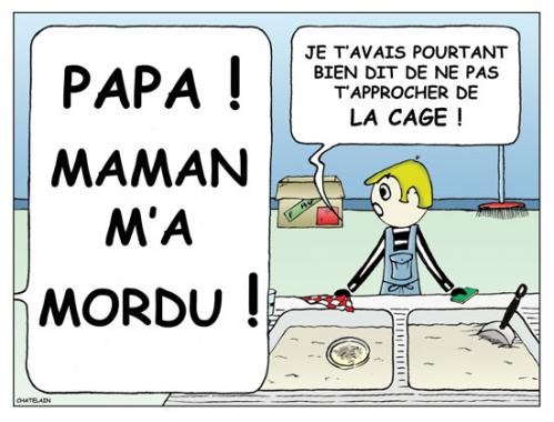 Cartoon: MAMAN M A MORDU (medium) by chatelain tagged maman,mordu,france,patarsort,