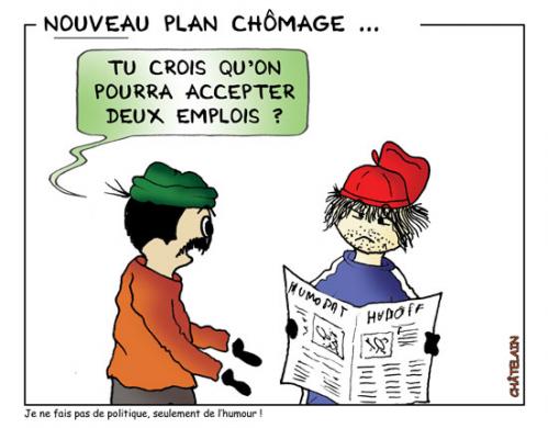 Cartoon: NOUVEAU PLAN CHOMAGE (medium) by chatelain tagged humour,chomage,patarsort,france