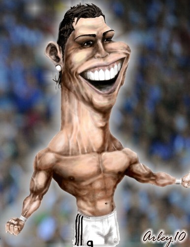 Cartoon: Cristiano Ronaldo (medium) by Arley tagged cristiano,ronaldo,real,madrid,cr9,cr7,caricature,karikaturen,caricatura