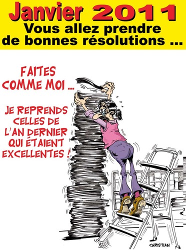 Cartoon: BONNES RESOLUTIONS ... (medium) by CHRISTIAN tagged nouvel,an