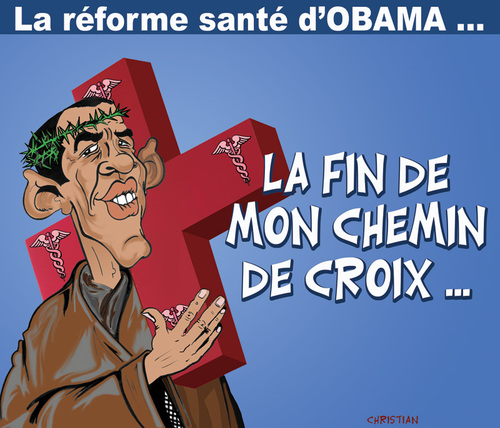 Cartoon: Joyeuses Paques et bonne sante ! (medium) by CHRISTIAN tagged obama,reforme,sante