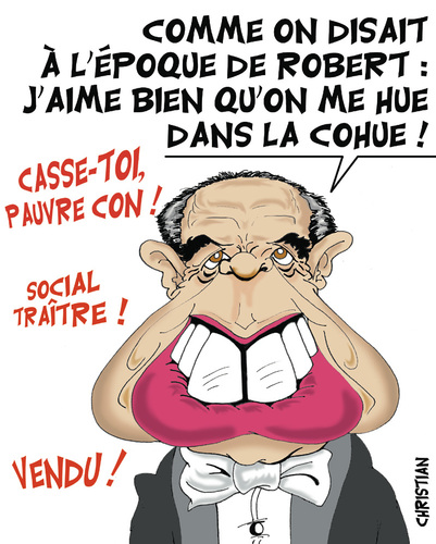 Cartoon: ministre chahute (medium) by CHRISTIAN tagged frederic,mitterrand,ministre