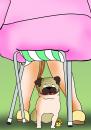 Cartoon: Einsturzgefahr (small) by Sandra tagged mops,hund,kilo,übergewicht,gefahr,essen,rosa