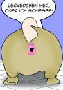 Cartoon: Leckerchen her (small) by Sandra tagged mops,hund,po,hintern,hinterteil,rosette,drohung