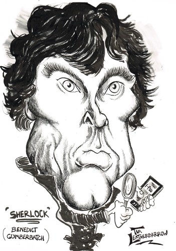 Cartoon: BENEDICT CUMERBACH (medium) by Tim Leatherbarrow tagged sherlock,holmes,benedict,cumerbach,watson