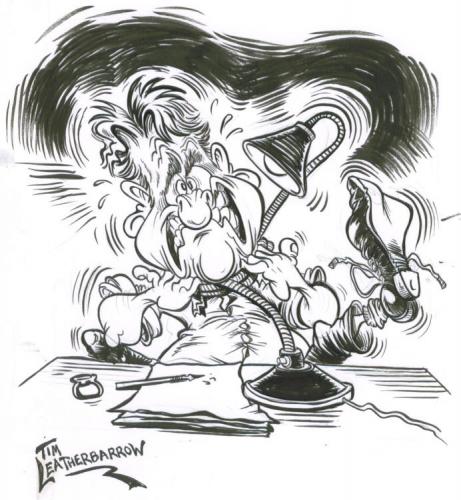 Cartoon: THE TABLE LAMP (medium) by Tim Leatherbarrow tagged artists,cartoonist,table,lamp,bad,day,tim,leatherbarrow