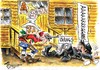 Cartoon: THE TOY GUNFIGHT AT OK CORAL! (small) by Tim Leatherbarrow tagged cowboys,wildwest,gunfight,okcoral,saloon