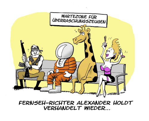 Cartoon: Alexander Holdt (medium) by FEICKE tagged gericht,fernsehrichter,jurist,wartezone,zeuge,überraschung,prozess,gericht,fernsehrichter,jurist,wartezone,zeuge,überraschung,prozess