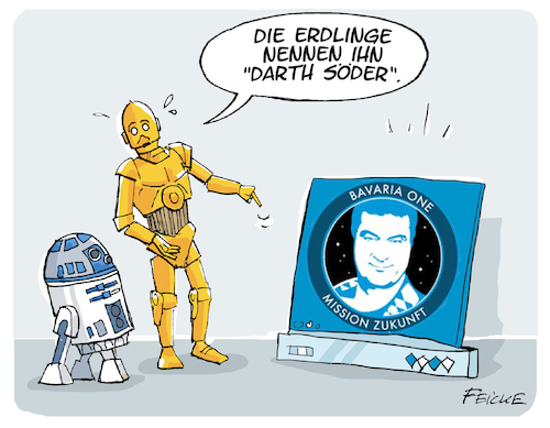 Cartoon: Darth Söder (medium) by FEICKE tagged bayern,söder,real,satire,raumfahrt,bayern,söder,real,satire,raumfahrt
